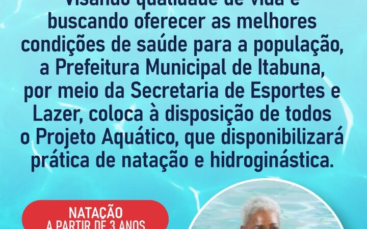 Secretaria de Esportes e Lazer de Itabuna mantém abertas inscrições ao Projeto Aquático logo