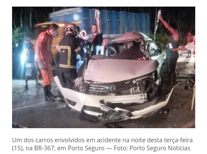 Duas pessoas morrem após acidente entre carros e ônibus no extremo sul da Bahia