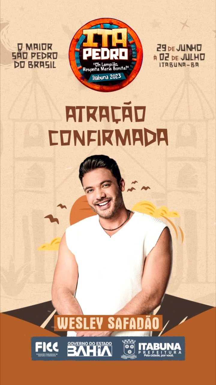 Wesley Safadão é a primeira atração confirmada para o Ita Pedro 2023