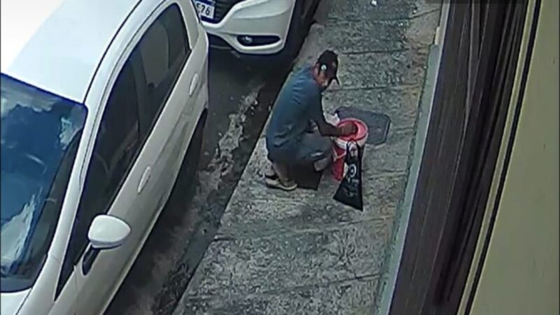 Câmaras de segurança flagram furto de hidrômetro no Bairro Pontalzinho