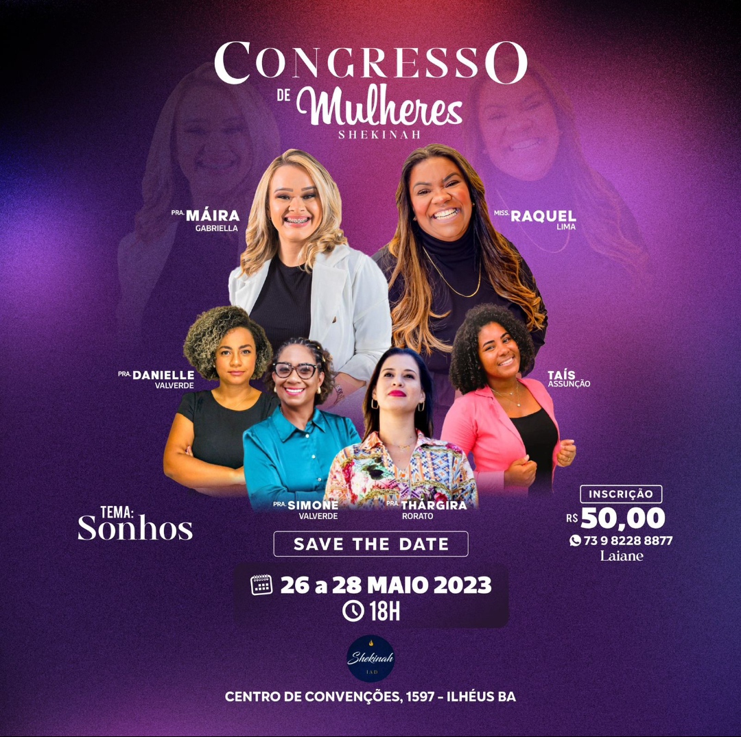 Assembleia de Deus Missão Shekinah realiza 9ª edição do Congresso de Mulheres; evento acontece de 26 a 28 de maio