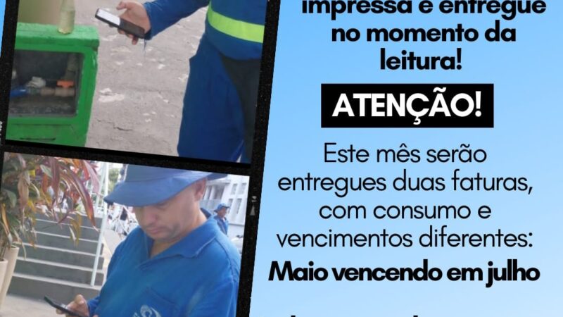 EMASA alerta que consumidor receberá duas contas de água no mês de julho por mudança no sistema de leitura