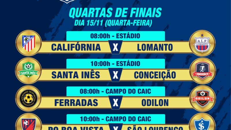 Jogos pelas quartas de final do Campeonato Interbairros de Futebol acontecem na quarta-feira