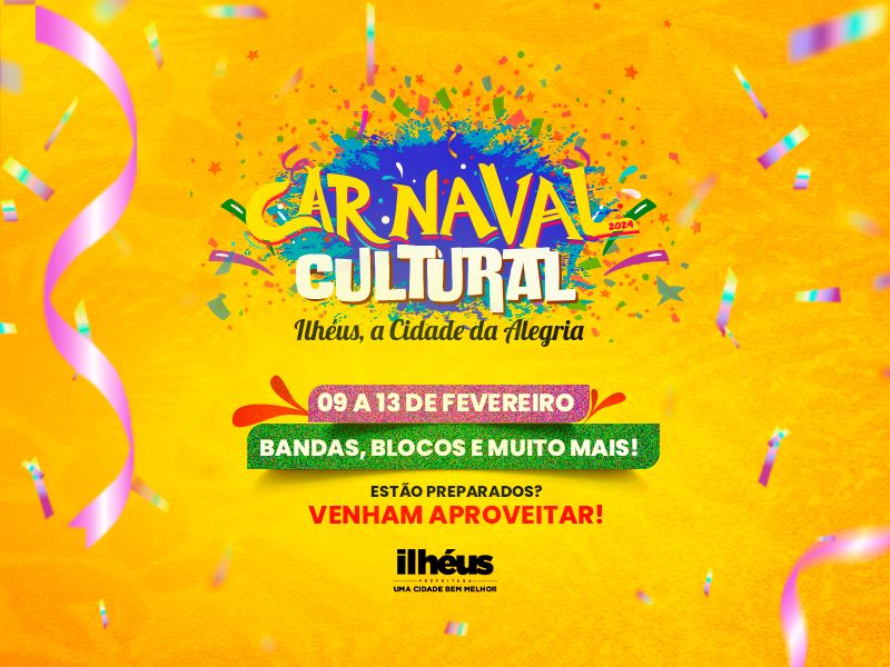 Carnaval Cultural de Ilhéus contará com apresentações de mais de 20 bandas e artistas regionais