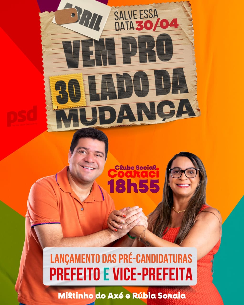 Coaraci: Tudo pronto para o lançamento das pré-candidaturas de Miltinho Axé e Rúbia Soraia à sucessão municipal