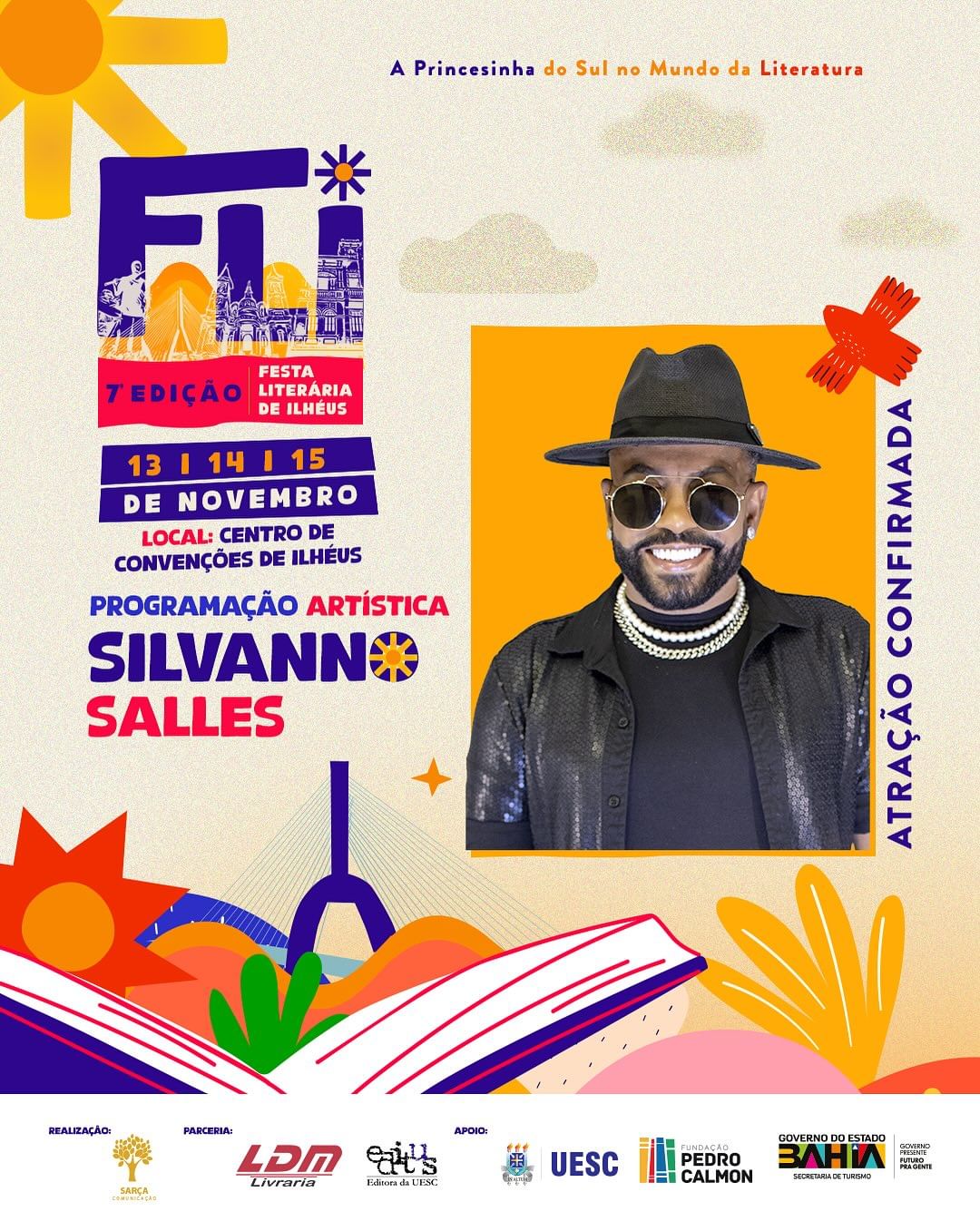 SILVANNO SALLES FARÁ SHOW DE ENCERRAMENTO DA 7ª FESTA LITERÁRIA DE ILHÉUS