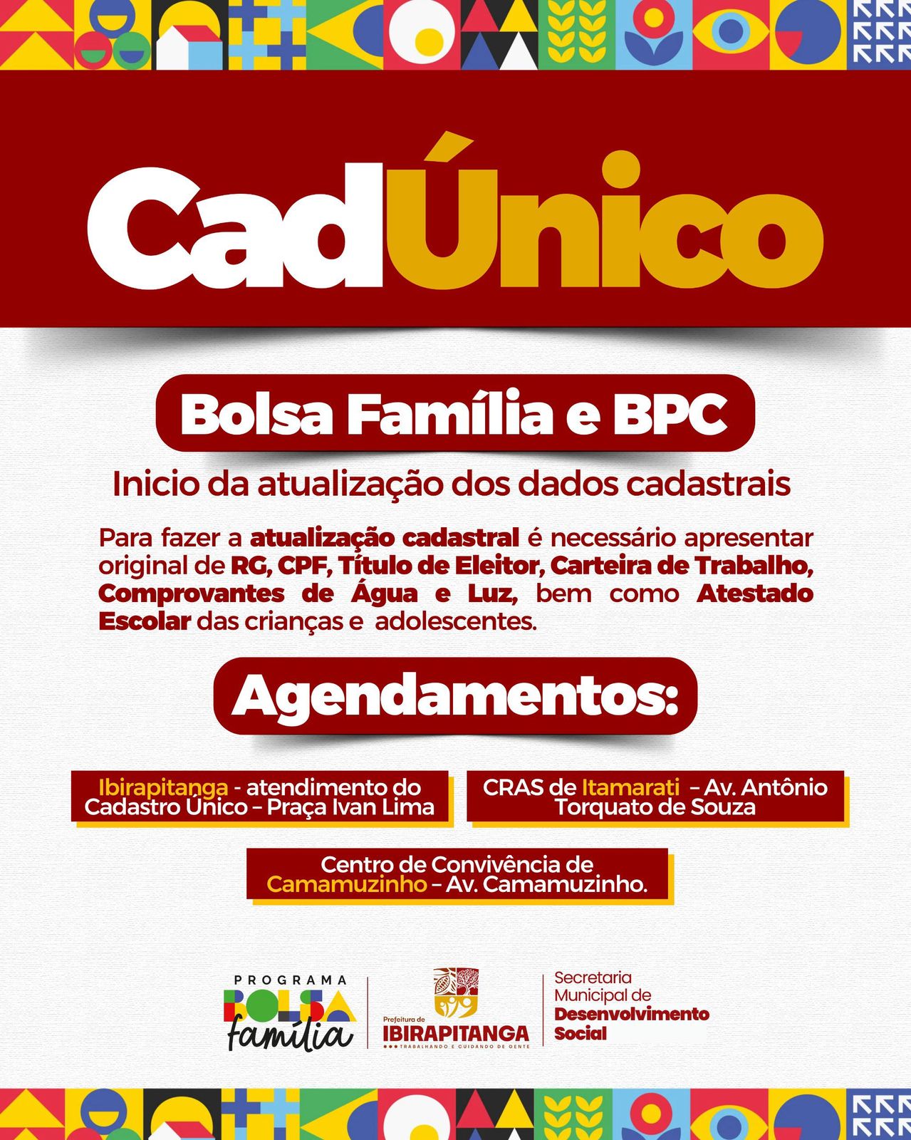 Prefeitura de Ibirapitanga inicia atualização cadastral do CadÚnico