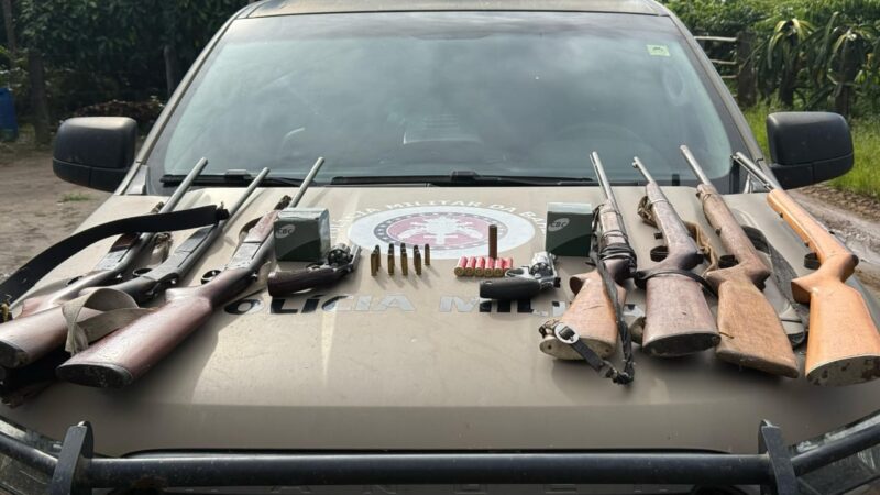 CIPPA APREENDE ARMAS DE FOGO E OBJETOS DE CAÇA. UMA PESSOA FOI PRESA