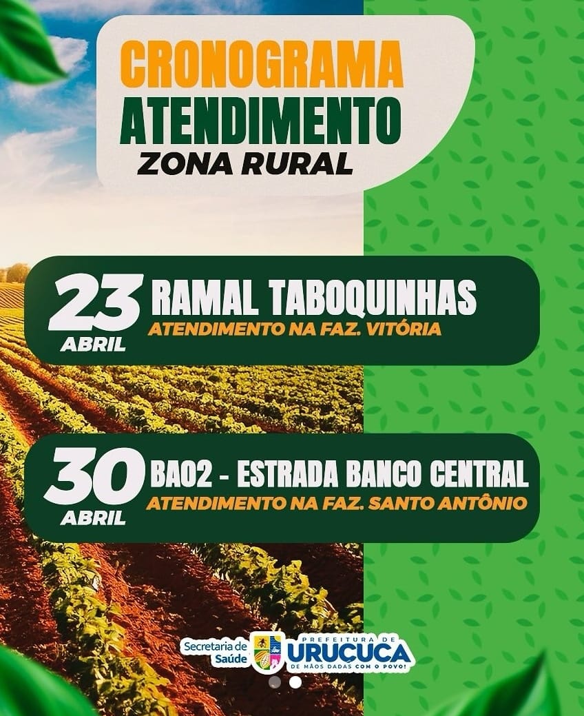 URUÇUCA: ATENDIMENTOS MÉDICOS DA ZONA RURAL SERÃO RETOMADOS DIA 23