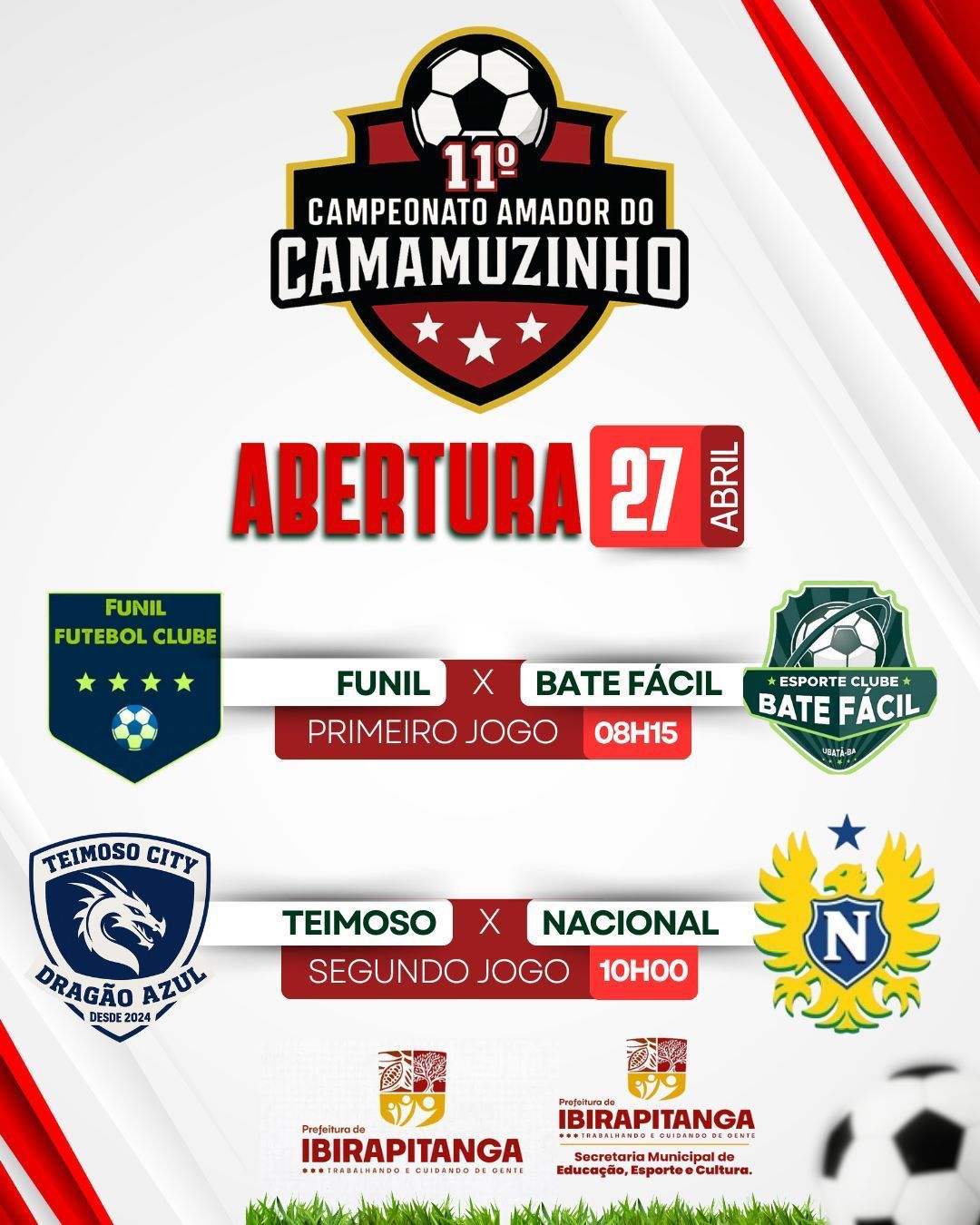 11ª Edição do Campeonato de Futebol Amador de Camamuzinho tem início neste domingo (27)