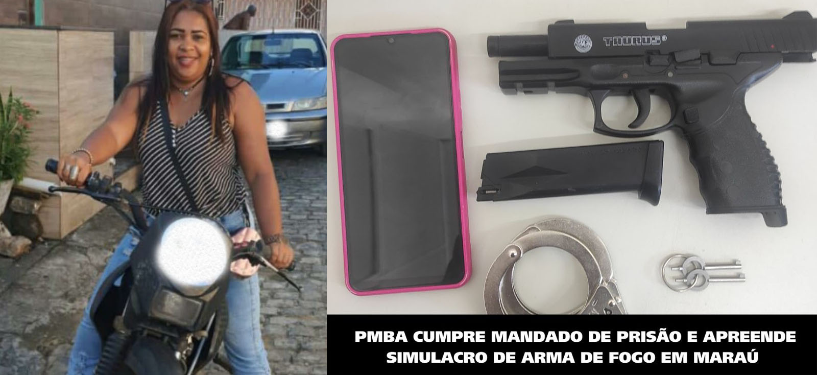 PMBA cumpre mandado de prisão apreende acusada de homicídio e simulacro de arma de fogo em Maraú