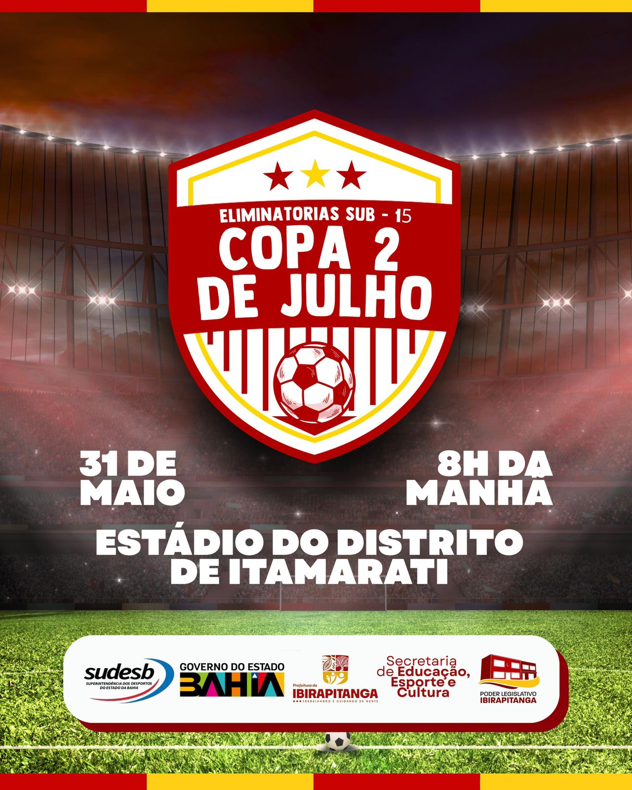 Ibirapitanga sedia semifinal e final da 15ª Copa 2 de Julho Sub-15 neste sábado (31)