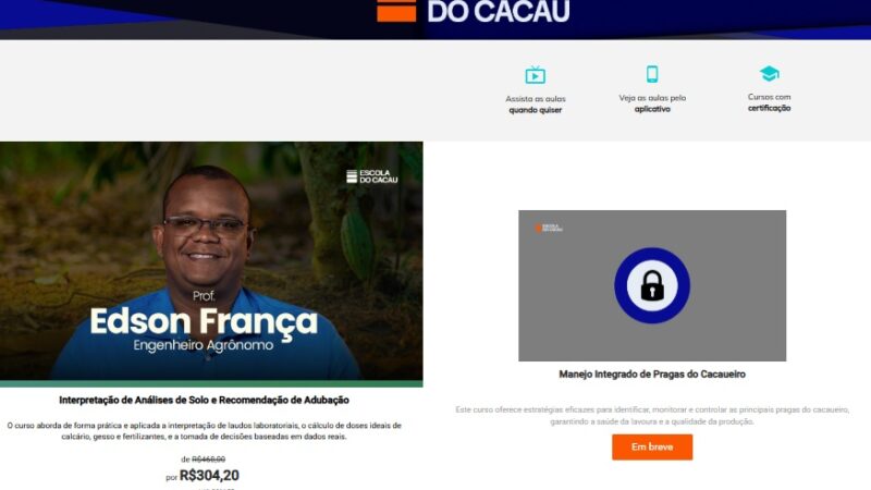EXPOCACAU: Centro de Inovação do Cacau lança plataforma online de capacitação na cacauicultura