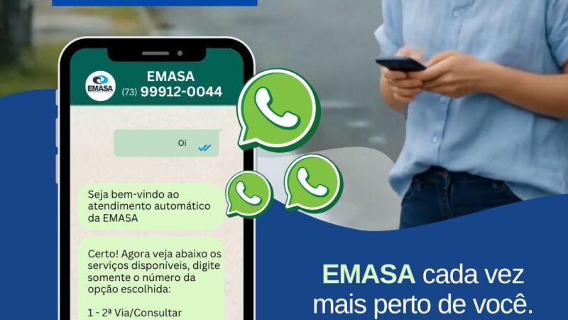 EMASA lança atendimento automático via WhatsApp a partir de agosto
