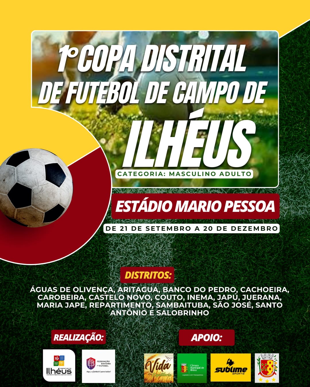 Prefeitura de Ilhéus lança a 1ª Copa Distrital de Futebol de Campo