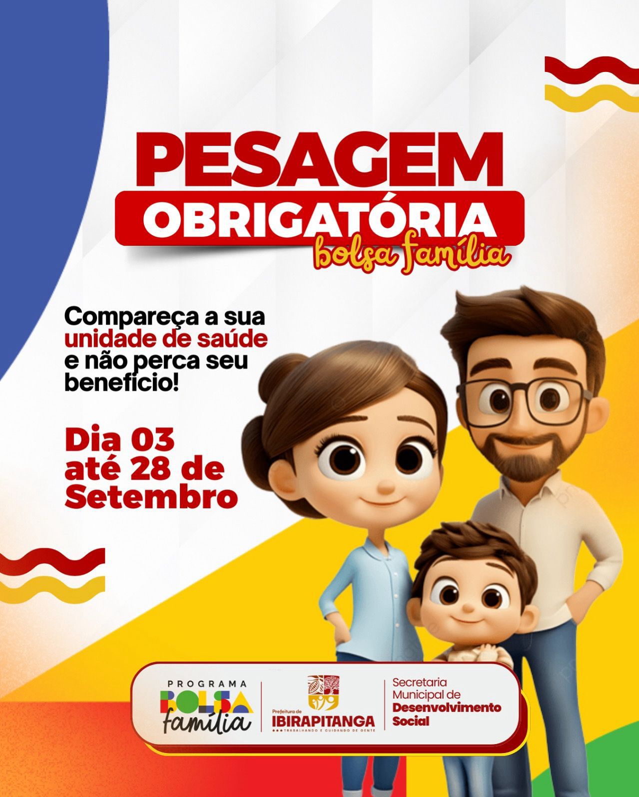 Prefeitura de Ibirapitanga realiza pesagem obrigatória do Bolsa Família até o dia 30 de setembro