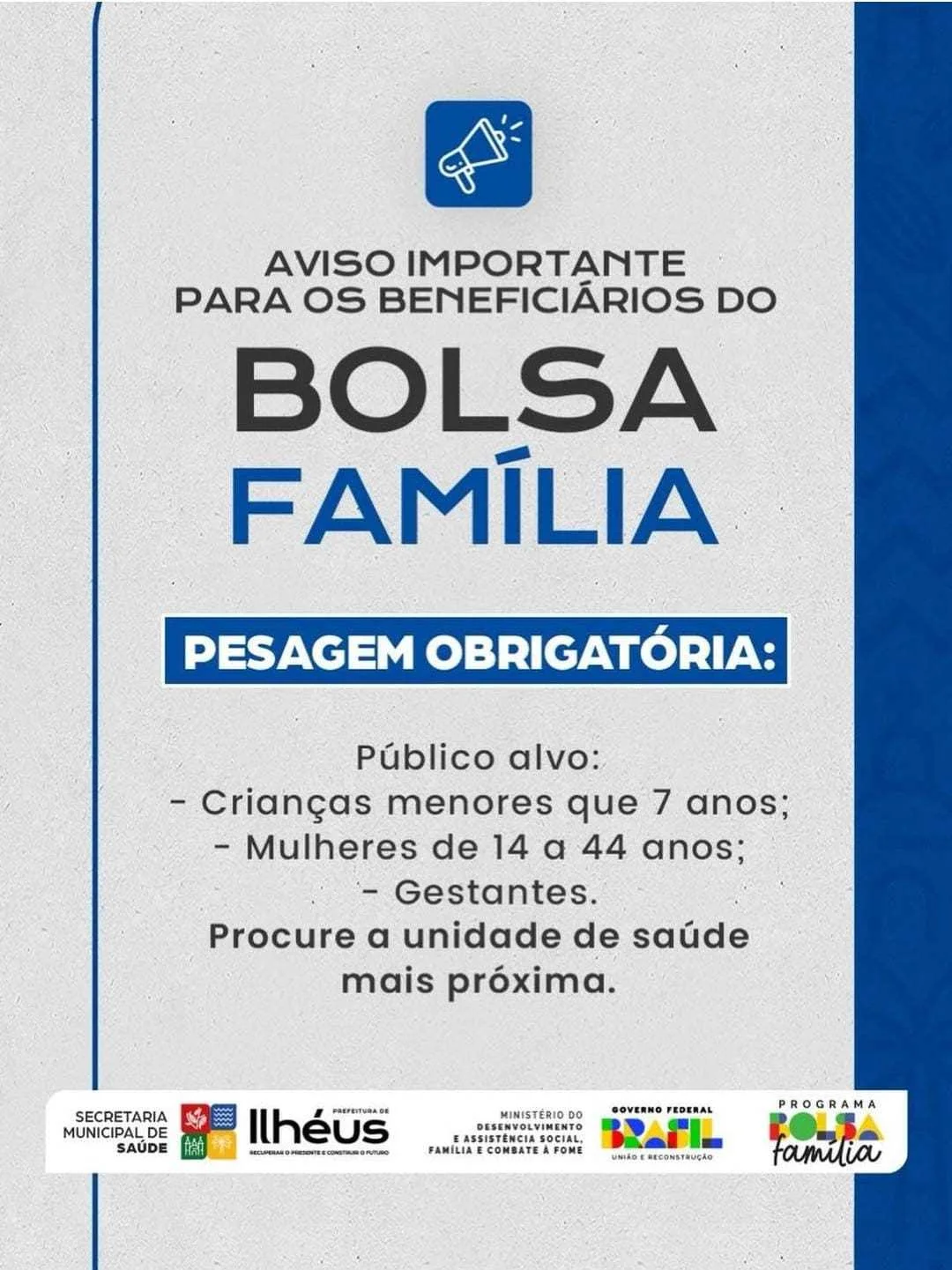 Ilhéus intensifica mobilização final para pesagem do Bolsa Família