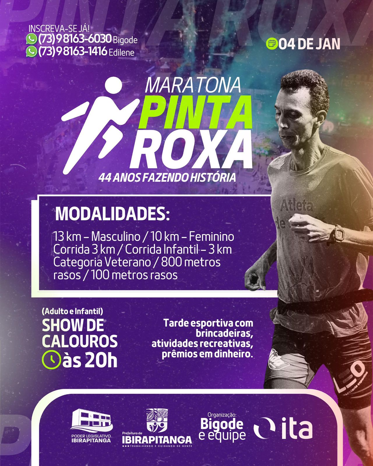 Ibirapitanga se prepara para a tradicional 44ª Maratona Pinta Roxa