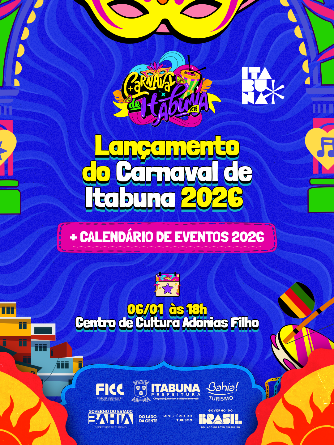 Prefeitura de Itabuna lança oficialmente o Carnaval Antecipado e o Calendário de Eventos de 2026 no dia 6 de janeiro