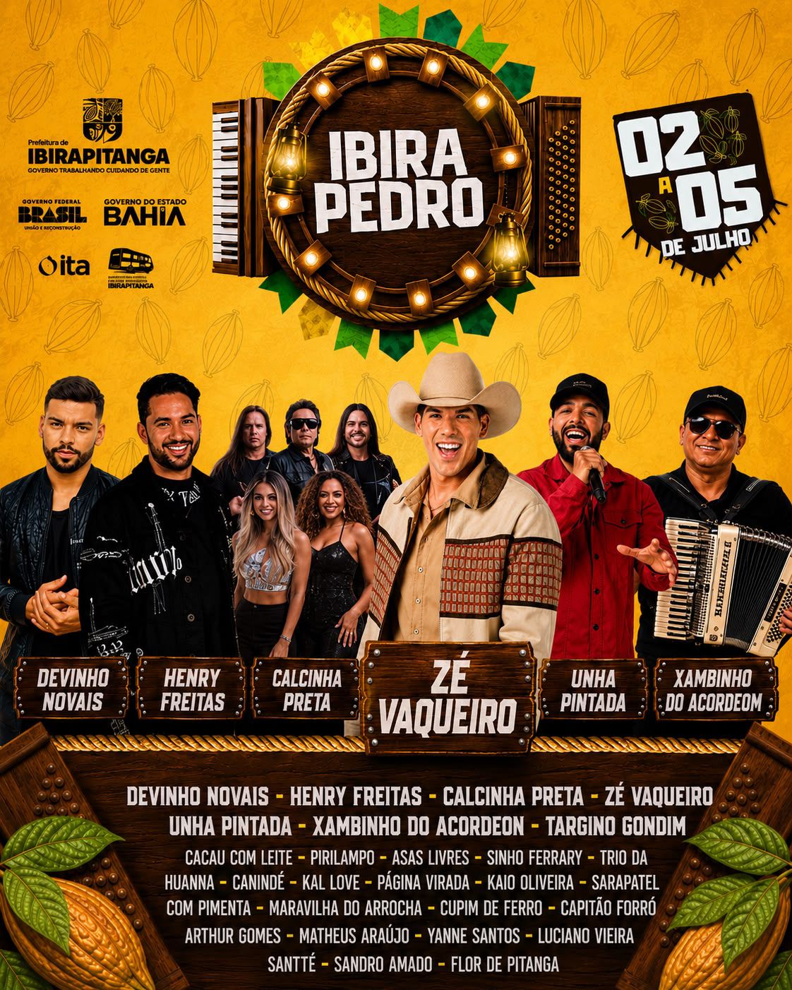 IbiraPedro 2026 reúne Zé Vaqueiro, Calcinha Preta, Henry Freitas, Devinho Novaes e Unha Pintada