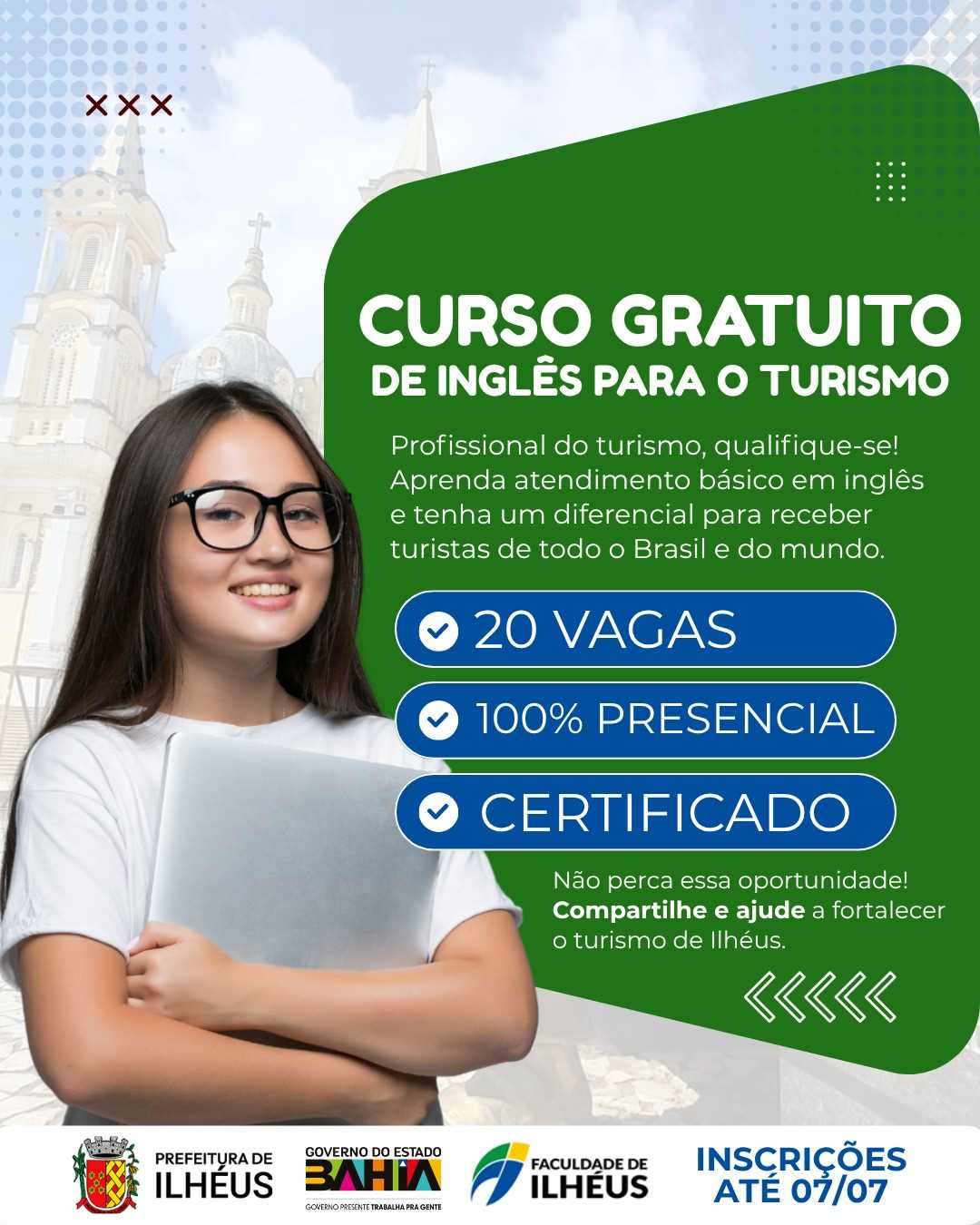 Prefeitura de Ilhéus abre inscrições para curso gratuito de inglês voltado ao atendimento ao turista