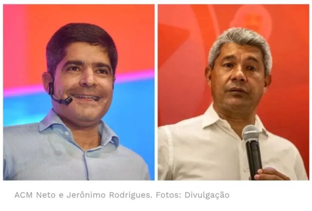 Pesquisa Ipec na Bahia mostra empate técnico, entre ACM Neto e Jerônimo  O petista Jerônimo Rodrigues lidera numericamente as intenções de votos para o governo da Bahia, de acordo com nova pesquisa divulgada nesta sexta-feira (21) pelo Ipec (antigo Ibope). Ele tem 48% neste segundo turno contra 44% de ACM Neto (União Brasil).  Como a margem de erro da pesquisa é de três pontos percentuais para mais o para menos, os dois estão em situação de empate técnico. 5% dos eleitores declararam voto nulo ou branco, enquanto 3% se disseram indecisos.